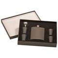 6 Oz. Matte Black Flask Set w/Presentation Box